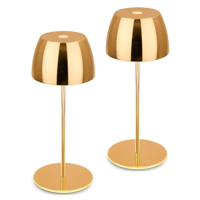 Produktbild von Briloner Serina Mini Mini LED Tischlampe kabellos IP44, 2er Set, Dimmbar, Touch, Spritzwasserschutz, Kabellos, Goldfarbig, Ø8 x 20 cm, KI-generiertes Bild