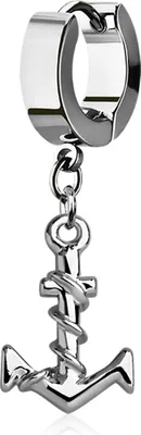Produktbild von Damen Creole Kreole Klappcreole Edelstahl Anker Anhänger Helix Huggie Ohr-Piercing Autiga® silber