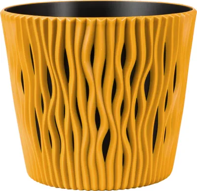 Obrázek produktu pro Květináč SANDY ROUND DSR260 žlutý plastový květináč ⌀ 26cm vložka