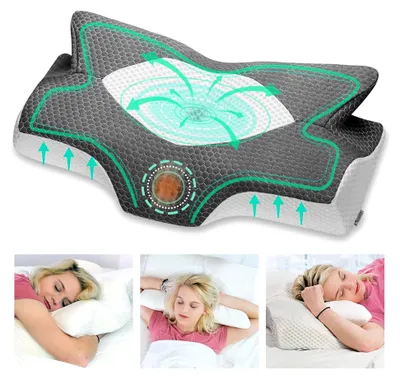 Produktbild von Orthopädisches Kissen aus Memory Foam, Nackenstützkissen für Seitenschläfer, 64 x 12,5/10,5 x 38 cm