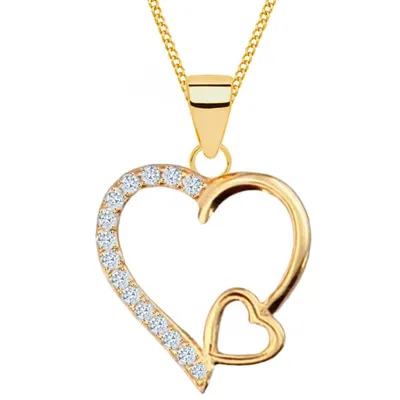 Herz-Kette Echtschmuck I Zwei Herzen Anhänger in Gelbgold I Liebe Ewigkeit

