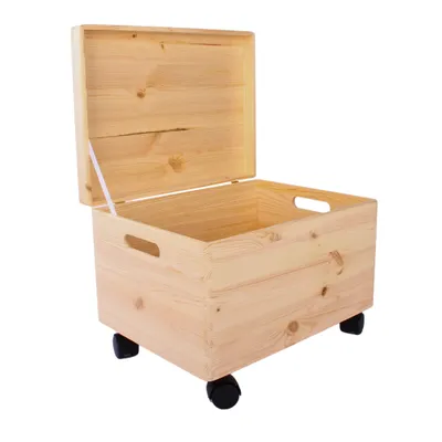 Produktbild von SEVICO Große Holzkiste XXL Aufbewahrungsbox mit Deckel und Rollen | 40x30x23 cm| Erinnerungsbox Baby Holzbox mit Deckel Unlackiert | Bastelkiste mit Griffen | A005-012