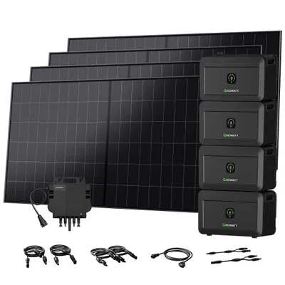 Produktbild von Powerness® Balkonkraftwerk mit Speicher 8192Wh 4x NOAH 2000 Speicher mit 800W Wechselrichter und LONGI 2100W BC Bifazial Solarmodule 0% VAT