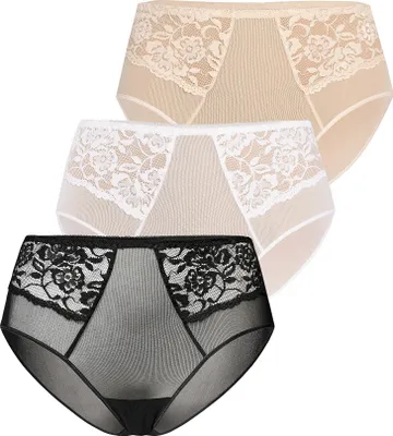 Produktbild von Teyli 3er Pack: Hohe Taille Slip mit floraler Spitze Vida Female 334-3_bl-wh-be mehrfarbig XL