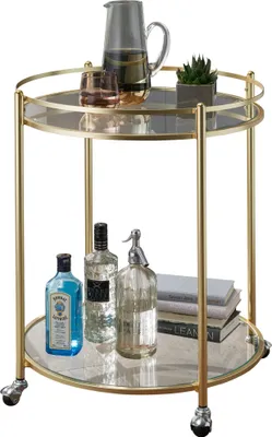 Immagine prodotto di Carrello di design james gold ø 57 cm tavolo portaoggetti in metallo cestino da tè con ruote | Wohnling