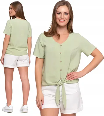 Produktbild von Moraj | Bluse Damen Mit Bindung - XL - Kurzarm - Atmungsaktiv - Shirt
