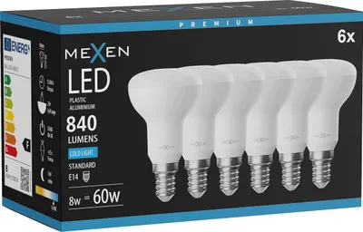 Produktbild von Mexen Nova 6x LED-Lampe E14, R50, 8W, Kalt - 6500K, 840 lm - L103-E14-0865-01x06