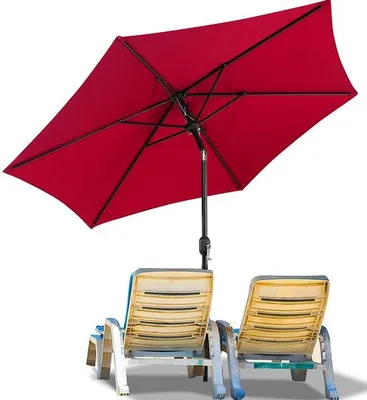 Immagine prodotto di Ombrellone da giardino - 270 cm - Parasole - Protezione UV50+ - Inclinazione regolabile di 30° - Impermeabile - Ombrellone per balcone - Ombrellone rosso