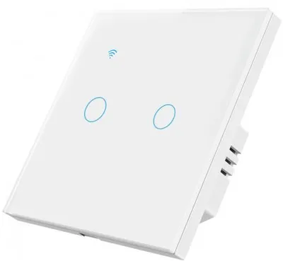 Obrázok produktu pre Inteligentný dotykový spínač iUni 2F, Wi-Fi, tvrdené sklo, LED