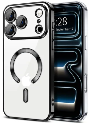 Produktbild von Weiche Klar Hülle für iPhone 17 Pro, Kameraschutz, Kompatibel mit MagSafe, Elektroplattiert TPU Handyhülle Schwarz