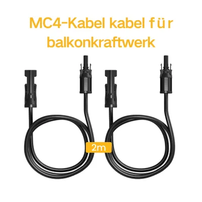 Produktbild von Powerness Solarpanel-Verlängerungskabel mit MC4-Stecker - MC4 Solarkabel - 2m, 4mm– 1 Sätze (2 Stück), 0% MwSt