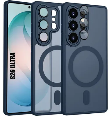 Image de Coque pour Samsung Galaxy S26 Ultra, Protection avec Cercle Magnétique et Vitre Caméra - Bleu Marine