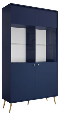 Produktbild von Masseno Vitrinenschrank SFERA 191,2 x 105,5 cm Modern Wohnzimmer Vitrine mit Tür Blau / Blau