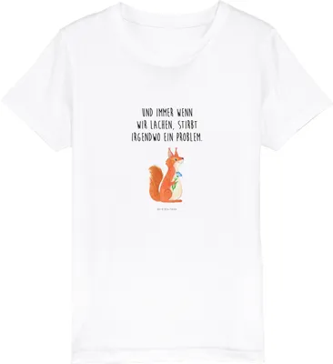 Produktbild von Mr. & Mrs. Panda Kleinkinder T-Shirt Eichhörnchen Blume 12-14 Jahre (152/164) - Weiß - Geschenk, Öko Kinder, Motivation Sprüche, Baumwollshirt, Eichhorn, Jungen, Teenager