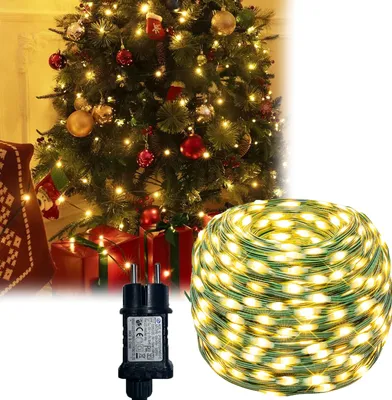 Immagine prodotto di Ghirlanda luminosa a LED bianco caldo, 50 m, 400 LED, cavo verde, funzione di memoria e 8 modalità, Natale, IP65, per esterni, giardino, albero di Natale