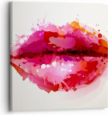 Produktbild von Bild auf Leinwand - Leinwandbild - Rote Lippen glänzend Lippe Glanz - 30x30cm - Wand Bild - Wanddeko - Leinwanddruck - Bilder - Kunstdruck - Wanddekoration - Leinwand bilder - Wandkunst - AC30x30-2706