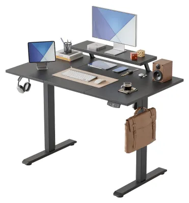 Höhenverstellbarer Schreibtisch 120x60 cm, schwarz, mit Monitorständer