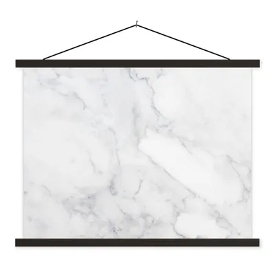 Produktbild von MuchoWow® Textilposter Marmor - Weiß - Grau - Luxus - Marmoroptik - Stein 150x113 cm mit schwarzem Rahmen - Wohnzimmer