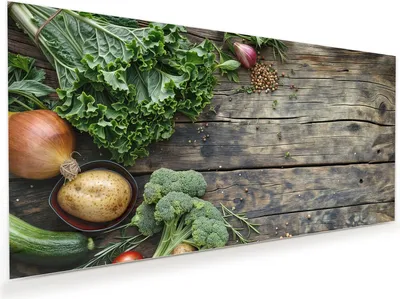 Produktbild von Glasbild 100x50cm in XXL für Wohnzimmer, Schlafzimmer Motiv Frisches Gemüse