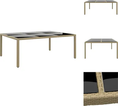 Produktbild von vidaXL Gartentisch 200x150x75 cm Hartglas und Poly Rattan Beige -  Gartentische