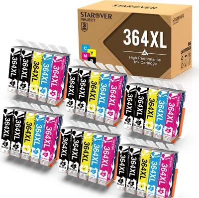 Produktbild von 30 kompatibel HP 364XL Druckerpatronen als Ersatz für HP 364 für Deskjet 3070A 3520 3524 - Photosmart 6520 5510 7510 7520 5524 6510 5515 5520 - OfficeJet 4620 4622, 12 Schwarz/ 6 Gelb/ 6 Cyan/ 6 Magenta