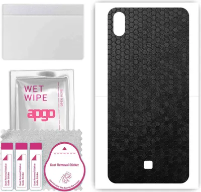 Produktbild von apgo Rückseite Schutzfolie, Skin, kompatibel mit LG K20 (2019), Hinten Displayschutzfolie aus Vinylfolie, kratzfest, einfache Montage - Schwarze Honigwabe