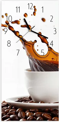 Produktbild von Wanduhr aus Glas mit Motiv Kaffeespritzer- 30 x 60 cm - inkl. Aufhängesystem