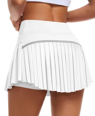 Produktbild von JoyGirl Damen Falten-Tennisrock mit Shorts, hohe Taille, Golf-Skort, Minirock, W