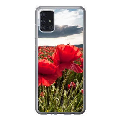 Produktbild von MuchoWow® Handyhülle Schutzhülle Hülle für Samsung Galaxy A52 5G Mohnblumen vor einem dramatischen, stürmischen Himmel Silikon Softcase Handy Hülle - Umschlag