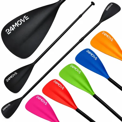 Produktbild von 24MOVE® Paddel Doppelpaddel 2in1 Stechpaddel für SUP Stand Up Board, Kajak, leicht aus Aluminium 230cm, verstellbar schwarz