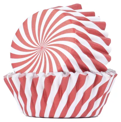 Produktbild von Cupcake-Förmchen mit Weihnachtsfolie und Zuckerstangenstreifen (30 Stück)