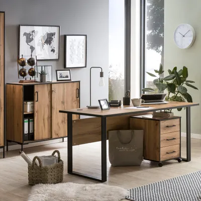 Produktbild von Büro Set FALUN-80 in Eiche Landhaus Nb. mit Schreibtisch