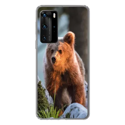 Produktbild von MuchoWow® Handyhülle Schutzhülle Hülle für Huawei P40 Pro Bär - Braun - Tier Silikon Softcase Handy Hülle - Schutz