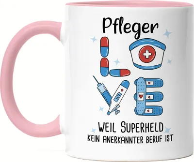 Produktbild von Ich Bin Pfleger Weil Superheld Kein Anerkannter Job Ist Tasse Rosa Geschenk Danke Sagen