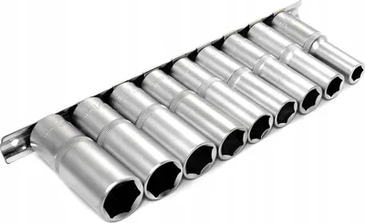 Obrázok produktu pre Nástrčný kľúč HEX 10-22 mm 1/2" dlhý na 9-dielnej lište Mastiff