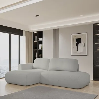 Produktbild von Masseno Ecksofa NUVIRA L-S mit Schlaffunktion L-Form, Sofa mit Bettkasten, Wohnzimmersofa, Couch, Soffa, Bettsofa, Couchgarnitur- Hellgrau, QUELLE 83