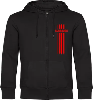 Produktbild von multifanshop Kapuzen Sweatshirt Jacke - Augsburg - Streifen, schwarz, Größe XXL
