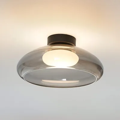Produktbild von KOSILUM - Deckenleuchte, Metall und Glas - Rauchgrau und Weiß - Théoria