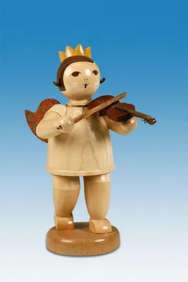 Produktbild von Holzfigur Engel mit Geige und Krone Höhe 22cm NEU