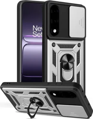 Produktbild von OnePlus Nord 5 Hülle - Coverup Armor Ring Ständer Back Cover mit Kamera Schutz - Silber