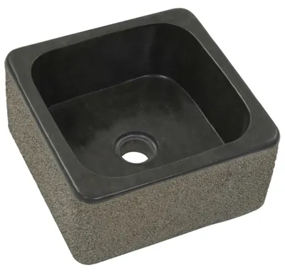 Produktbild von vidaXL Waschbecken 30x30x15 cm Flussstein Schwarz
