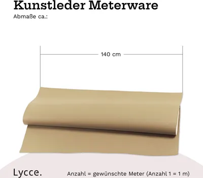 Produktbild von Lycce Kunstleder Meterware soft | 68.000 Scheuertouren | 1 lfm x 1,40 m breiter Polsterstoff für versch. DIY Projekte, als Möbelstoff & zur Reparatur | hohe Lichtechtheit | 430 g / m² | versch. Farben, Farbe:beige