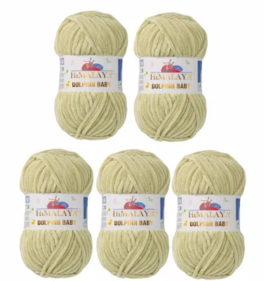 Produktbild von 5 x Himalaya Dolphin Baby Wolle Garn Baumwolle Strickwolle zum Stricken häkeln 80359 Apfelgrün