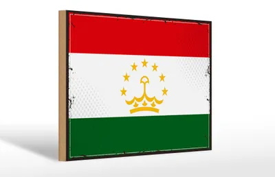 Produktbild von Holzschild Flagge Tadschikistan 30x20cm Retro Tajikistan
