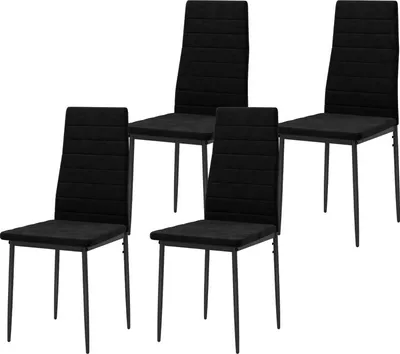 Produktbild von Fortuna Lai 4er-Set Esszimmerstühle, armloses Design, Stoffpolsterung, Metallbeine, Schwarz