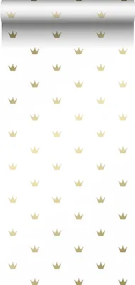 Obrázek produktu pro Origin Wallcoverings tapety malé korunky bílé a zlaté 53 cm x 10,05 m