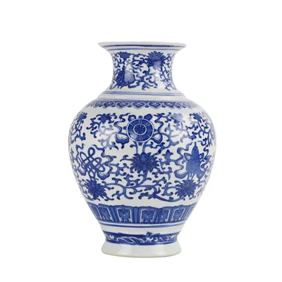 Immagine prodotto di Fine Asianliving Vaso cinese di porcellana Lotus blu e bianco D21xH28cm Vaso decorativo Vaso di fiori Vaso di Vetroceramica orientale Vaso di decorazione Vaso di decorazione da tavolo moderno Vaso