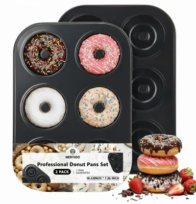 Donut-Backform 2er-Set, 6 Mulden, antihaftbeschichtet, Kohlenstoffstahl