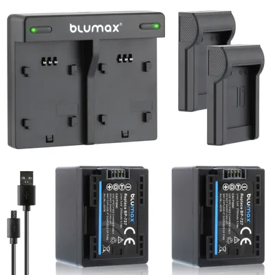 Produktbild von 2x Akku + Lader für Canon BP-727 BP-745 BP-718 BP-709 - 2700 mAh (3,6V)