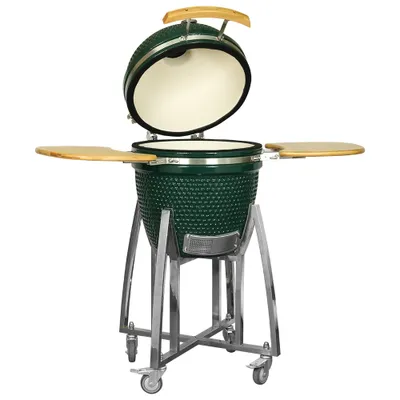 Produktbild von Kamado CL-18 Profi Keramik Grill Grün, Grilldurchmesser 45,7cm, Grillrostdurchmesser 38,5cm, BBQ Grillei Holzkohlegrill Grill Keramikgrill